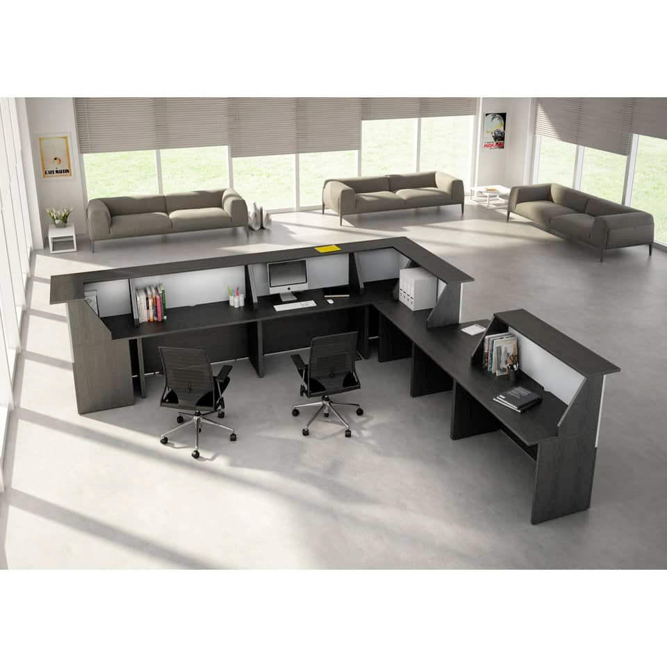 Bancone reception Artexport Musa 140x76x117 cm autoportante nero venato-bianco - 2824-B14-83