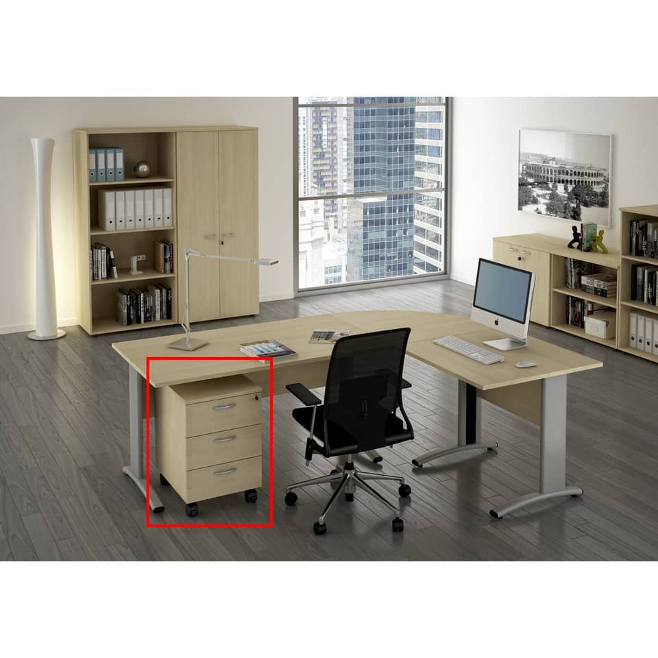 EC - Cassettiera a tre cassetti montata Artexport Presto 41,8x52x59,5 cm faggio 60019/6