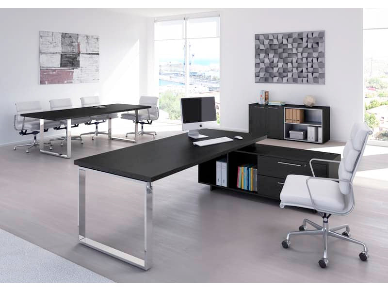 Mobile a giorno medio Artexport Flora doppio 163x43x119,8 cm top e fianchi nero venato frassino - 935C/8