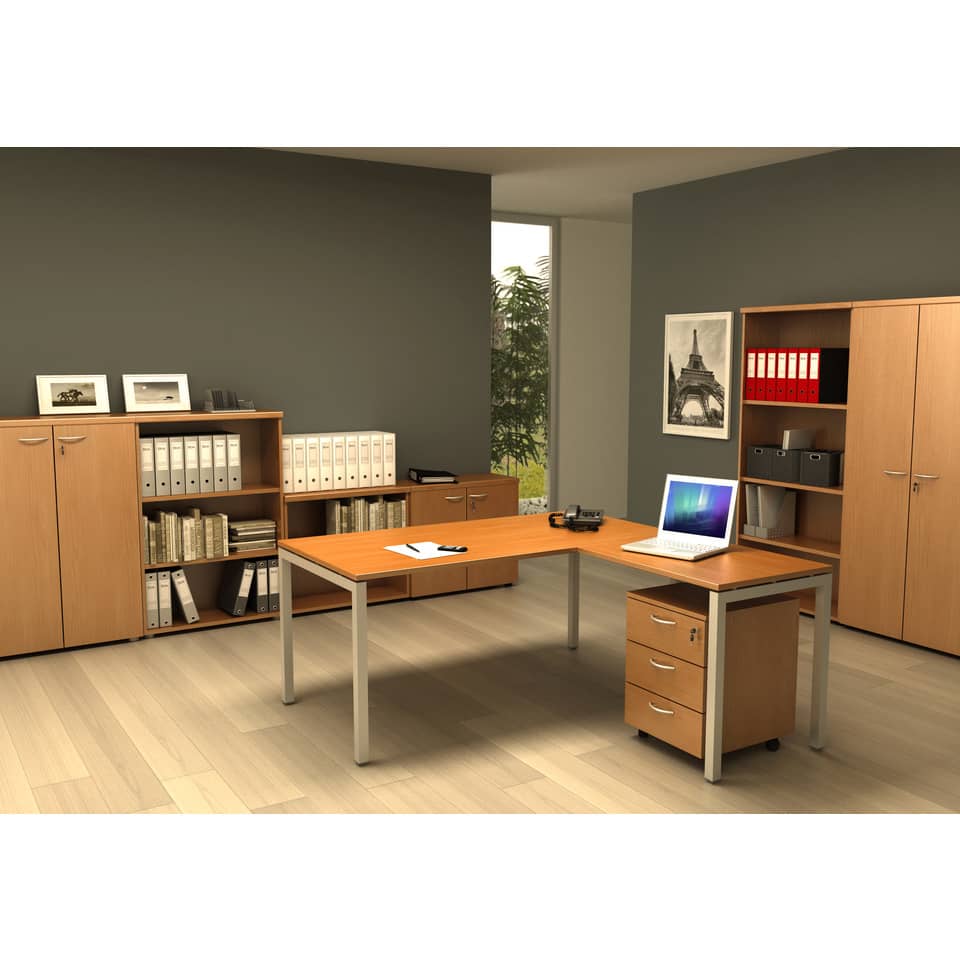 Scrivania Artexport Presto Venere Plus 160x80x72,5 cm piano noce chiaro - gambe metallo 66003 + 86711N  + 86308N/4