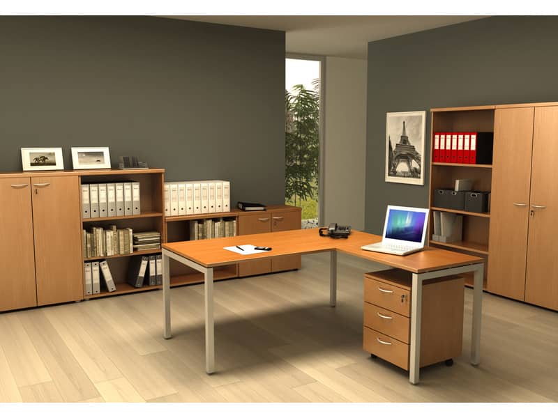 Scrivania Artexport Presto Venere Plus 160x80x72,5 cm piano noce chiaro - gambe metallo 66003 + 86711N  + 86308N/4