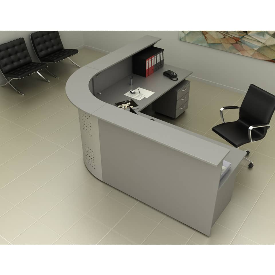 Bancone reception Artexport Presto angolare 90° 96,5x96,5xh115 cm finitura grigio - pannello in metallo - BA /9
