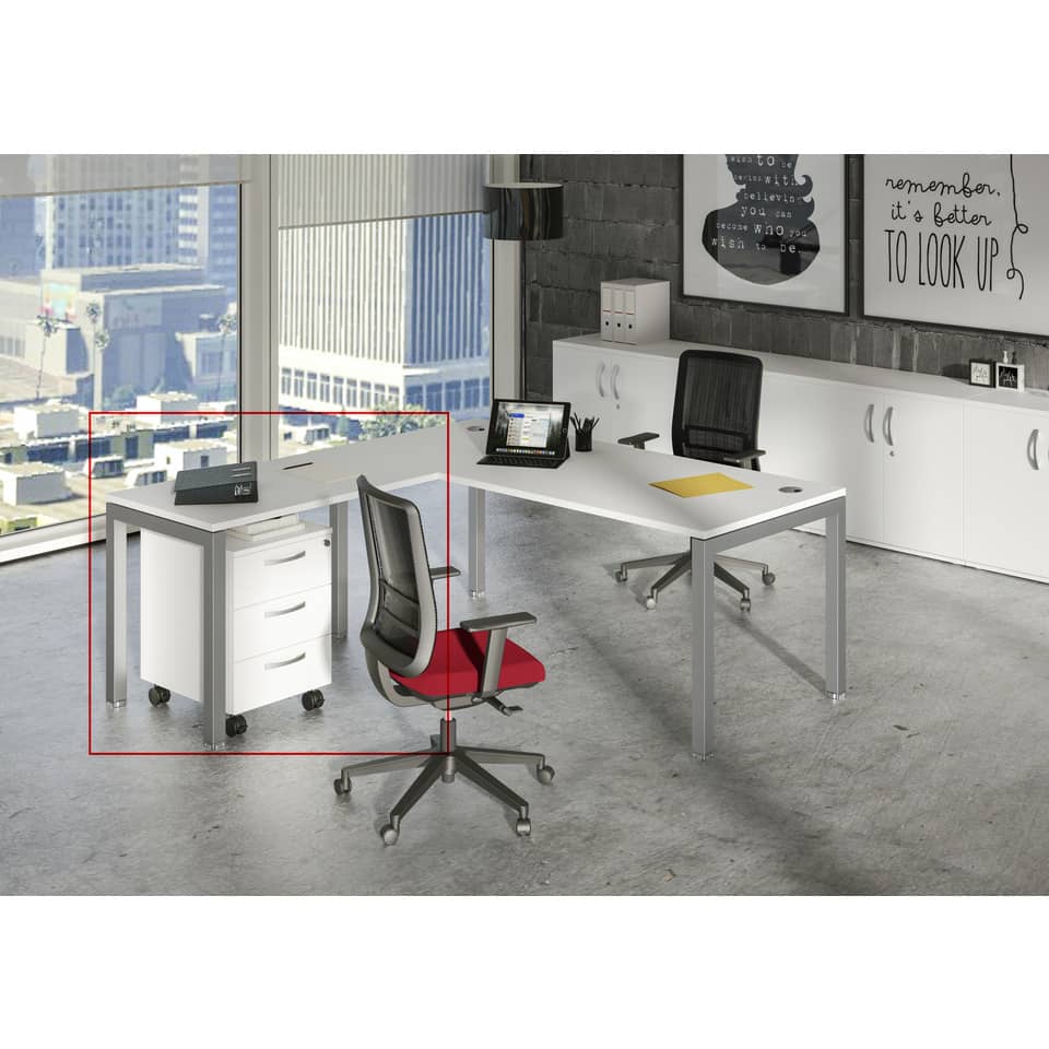 Allungo per scrivania Artexport Bridge reversibile dx/sx - 80x60x72,5 cm bianco gambe in metallo - SOL-ALL-3