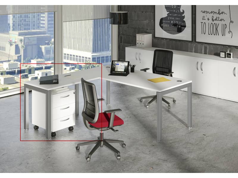 Allungo per scrivania Artexport Bridge reversibile dx/sx - 80x60x72,5 cm bianco gambe in metallo - SOL-ALL-3