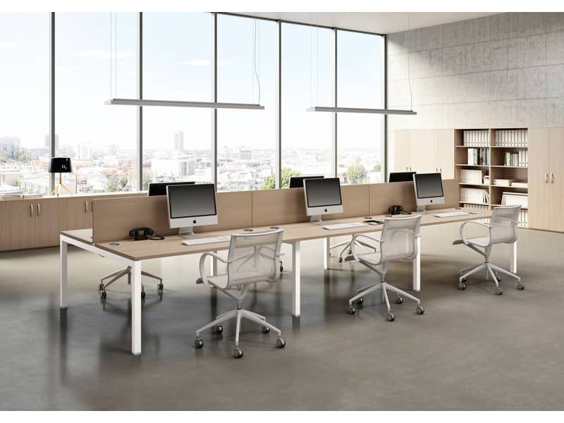 Scrivania per open space Artexport Bridge Bench 2 postazioni - 160x168x72,5 cm - rovere - BENCH160X2-C