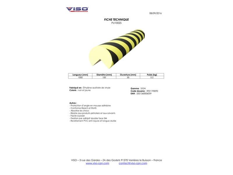 Protezione segnaletica in gomma Viso 100 cm x Ø 10 cm nero/giallo PU10025