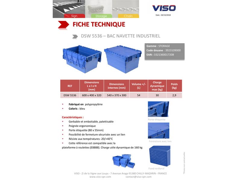 Cassa impilabile  Viso 600x400x320 mm blu - 54 L DSW5536