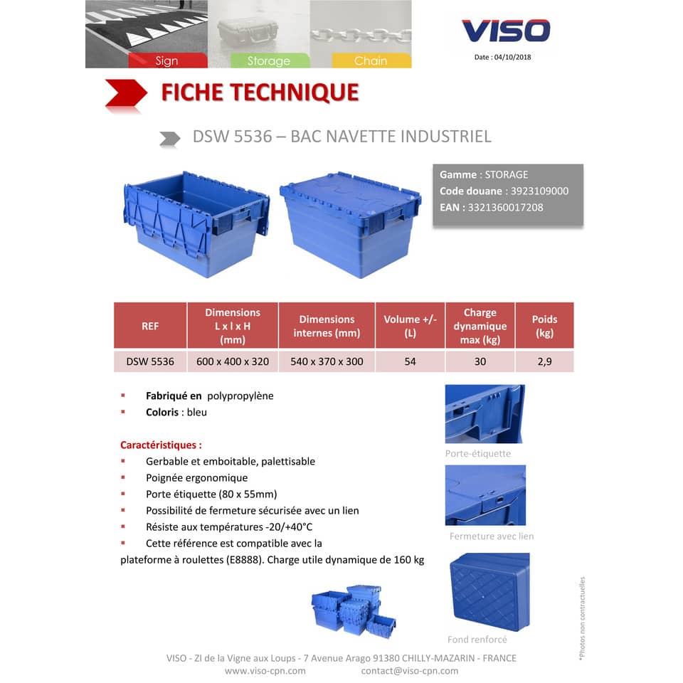 Cassa impilabile  Viso 600x400x320 mm blu - 54 L DSW5536