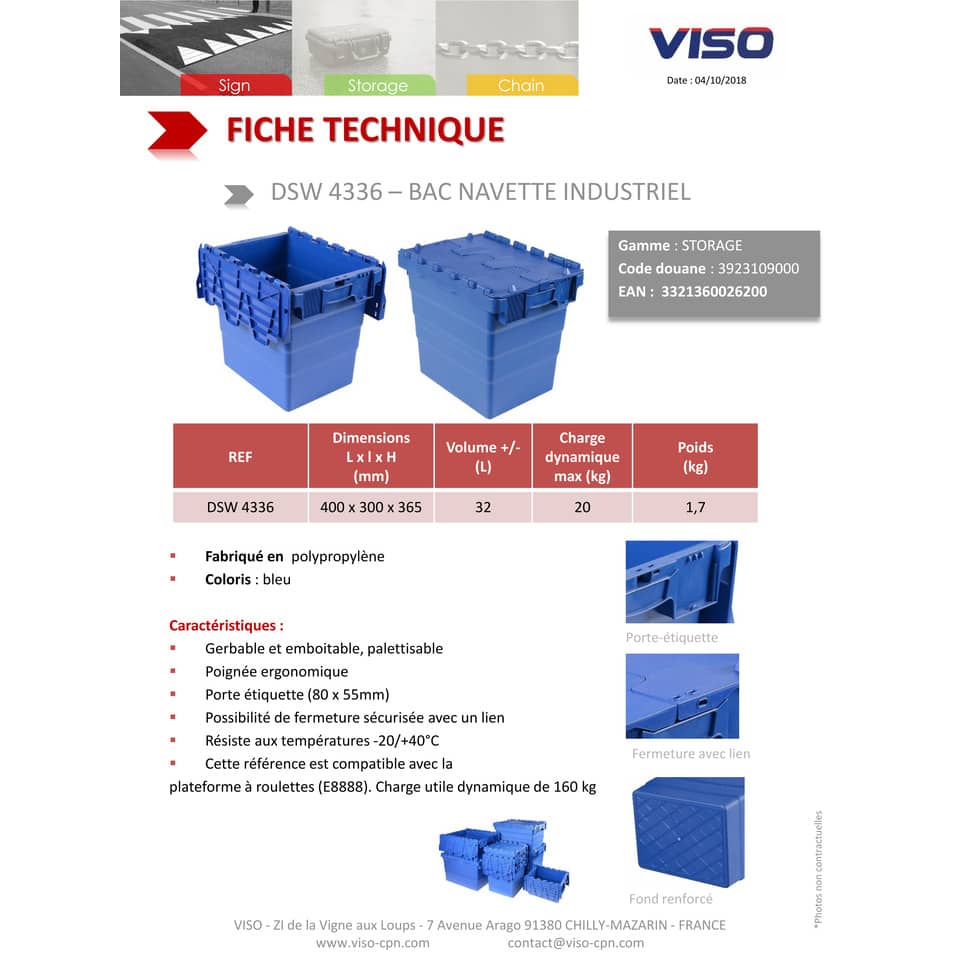 Cassa impilabile Viso 400x300x365 mm blu - 32 L DSW4336