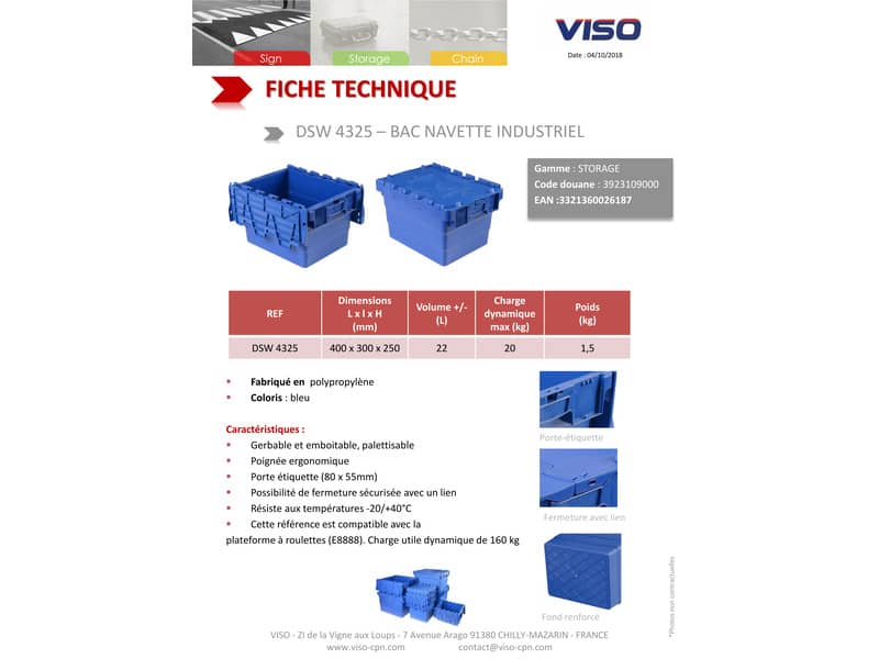 Cassa impilabile Viso 400x300x250 mm blu - 22 L DSW4325