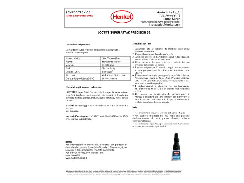 Colla Loctite Super Attak Precision 5 g. trasparente 2632228