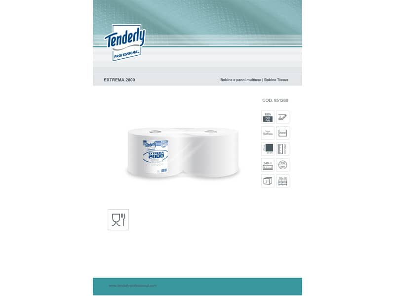 Bobina multiuso Tenderly Extreme 2000 - 700 m 2 veli 2 rotoli da 2000 strappi - 851260U