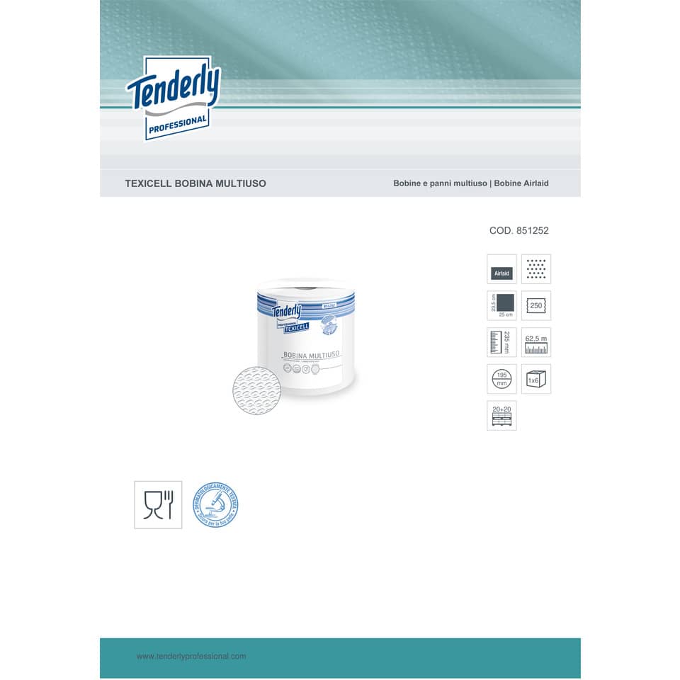 Bobina multiuso Tenderly Texicell 23,5 cm x 62,5 m 1 velo 250 strappi - 851252