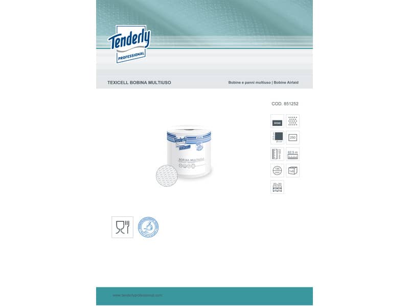 Bobina multiuso Tenderly Texicell 23,5 cm x 62,5 m 1 velo 250 strappi - 851252