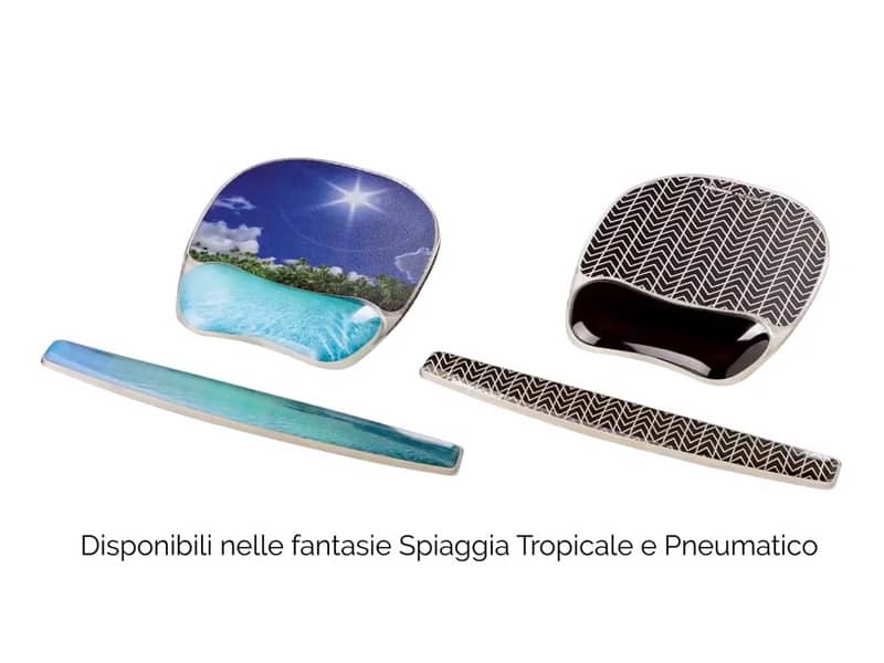 Tappetino mouse e poggiapolsi FELLOWES Photo Gel™ spiaggia tropicale multicolore 3,2x20,2x23 cm - 9202601