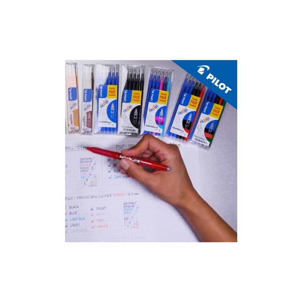 Refill penne a sfera Pilot Frixion Ball e Clicker 0,7 mm azzurro Set 3 pezzi - 006645