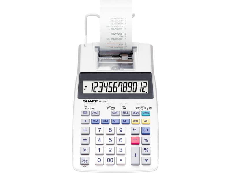 Calcolatrice scrivente a doppia alimentazione SHARP EL-1750V con display LCD a 12 cifre grigio - SH-EL1750V