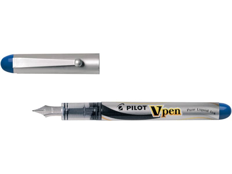 Penna stilografica usa e getta Pilot V-Pen Silver M blu tratto 0,5 mm 007571