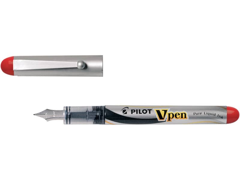 Penna stilografica usa e getta Pilot V-Pen Silver M rosso tratto 0,5 mm 007572