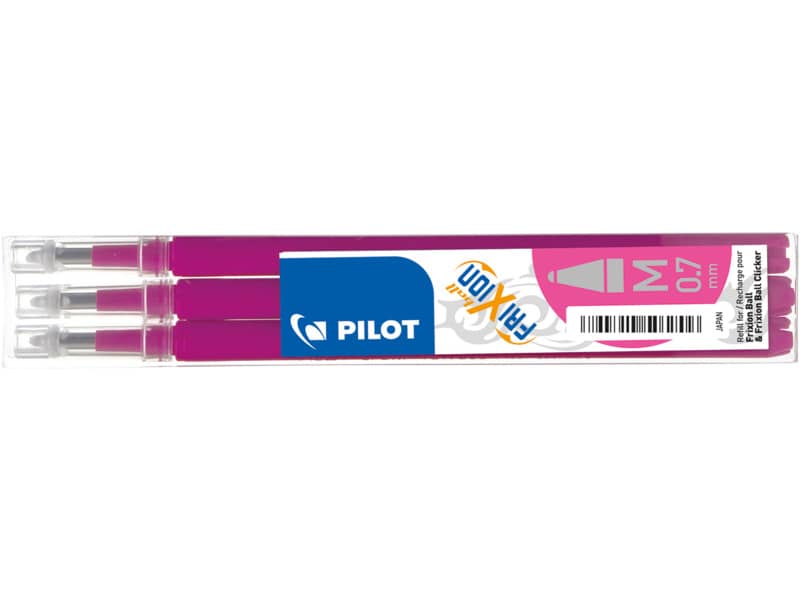 Refill penne a sfera Pilot Frixion Ball e Clicker 0,7 mm rosa Set 3 pezzi - 006648