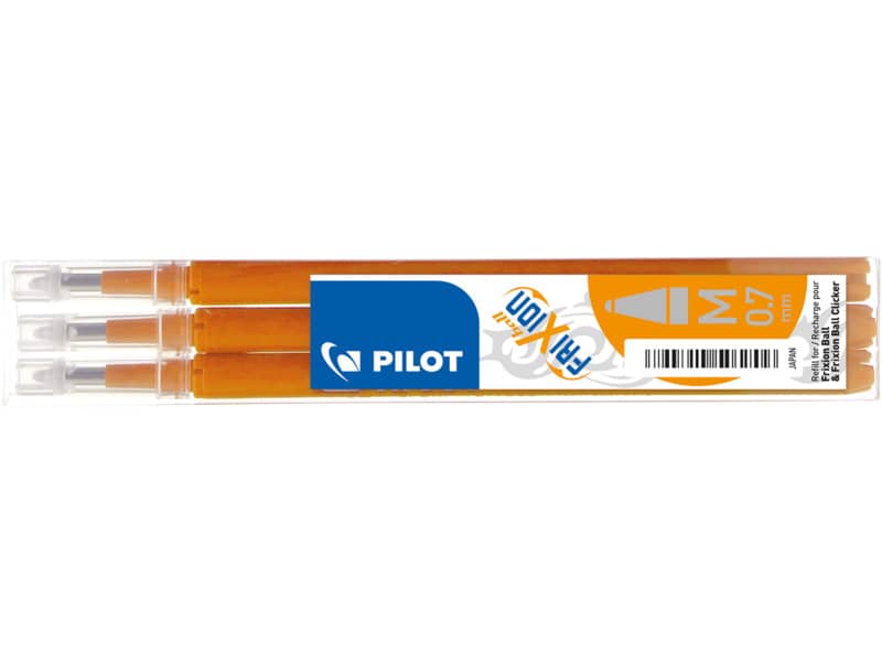 Refill penne a sfera Pilot Frixion Ball e Clicker 0,7 mm arancio Set 3 pezzi - 006647
