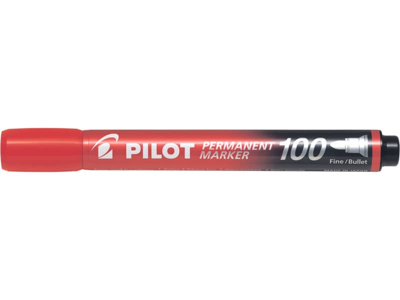 Marcatore permanente Pilot Permanent Marker 100 punta tonda 4,5 mm rosso 2707