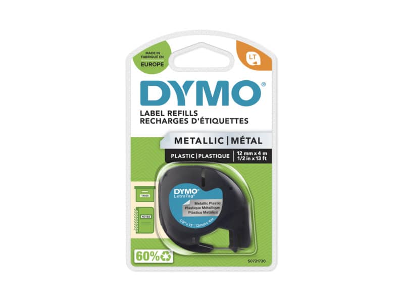 Nastro per etichettatrici Dymo LT metallico 12 mm x 4 m nero/argento S0721730