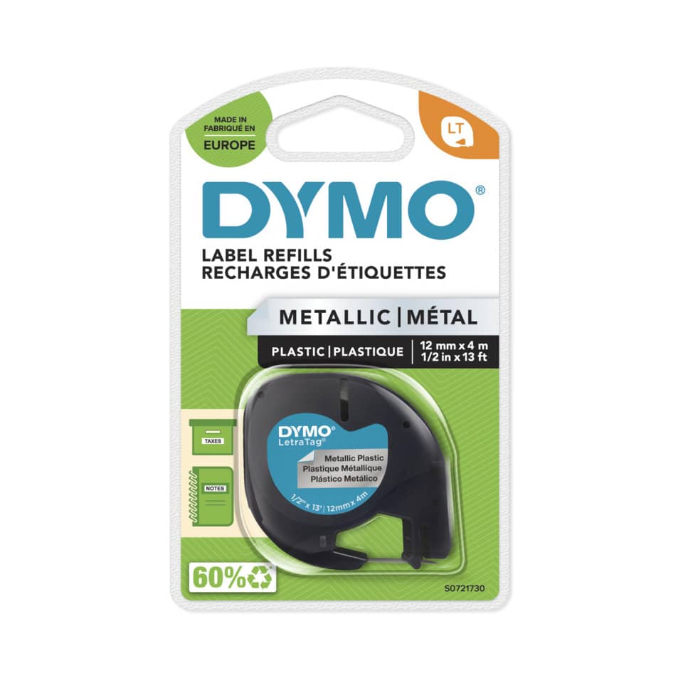 Nastro per etichettatrici Dymo LT metallico 12 mm x 4 m nero/argento S0721730