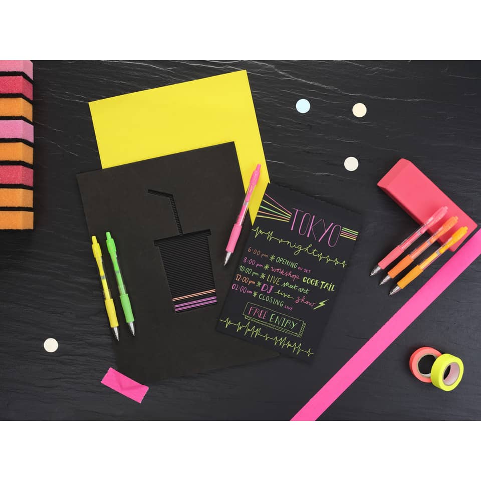Penne gel a scatto Pilot G2 Neon punta media 0,7 mm giallo 1383
