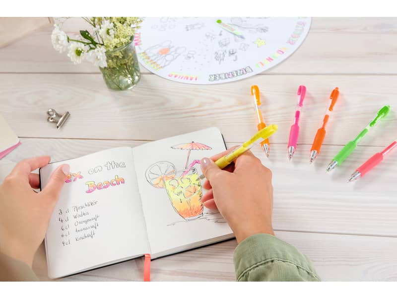 Penne gel a scatto Pilot G2 Neon punta media 0,7 mm rosa 1379