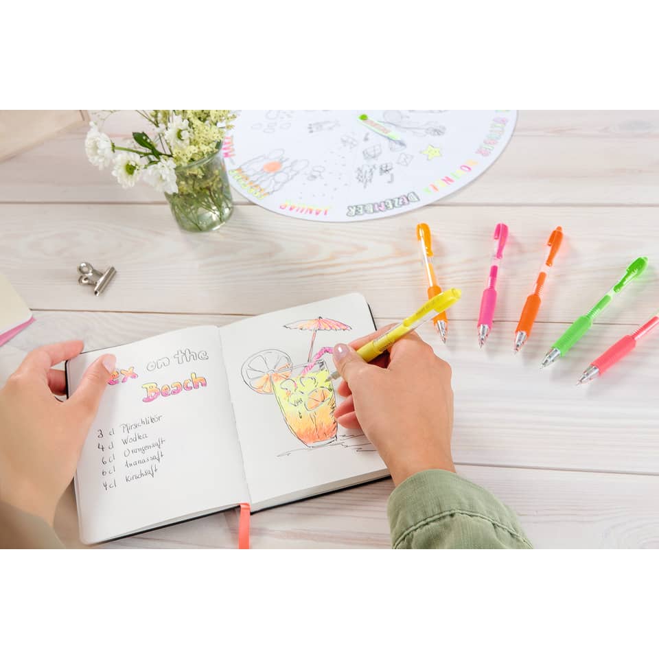 Penne gel a scatto Pilot G2 Neon punta media 0,7 mm giallo 1383