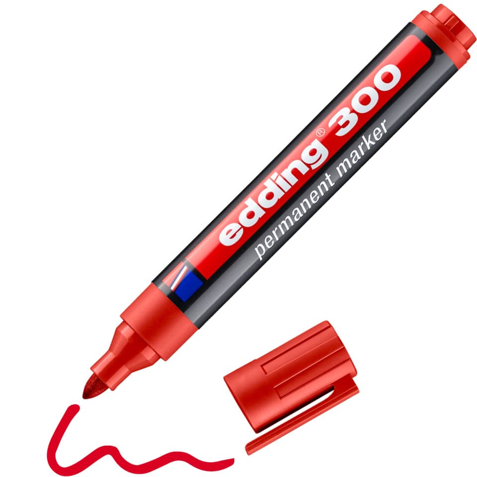 Marcatore permanente edding 300 punta conica 1,5-3 mm rosso 4-300002