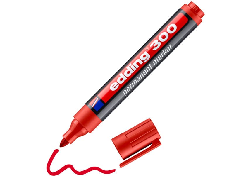 Marcatore permanente edding 300 punta conica 1,5-3 mm rosso 4-300002