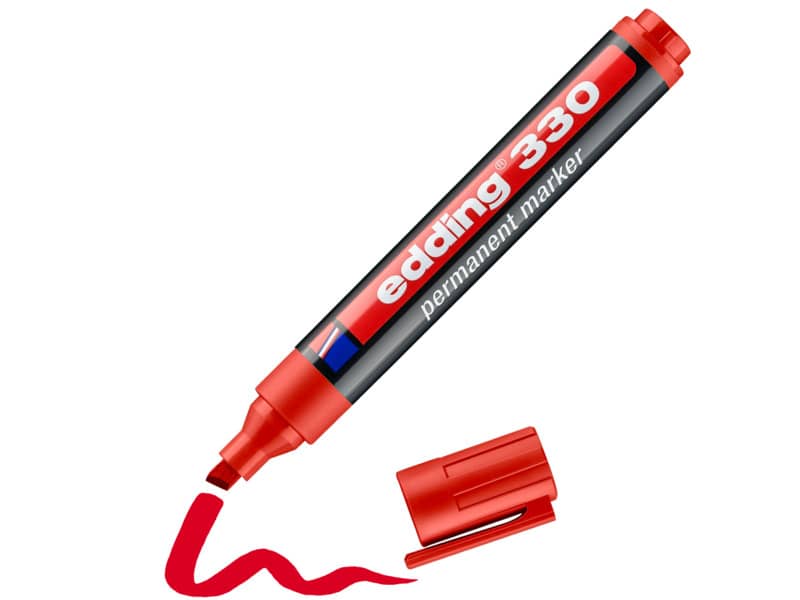 Marcatore permanente edding 330 punta scalpello 1-5 mm rosso 4-330002
