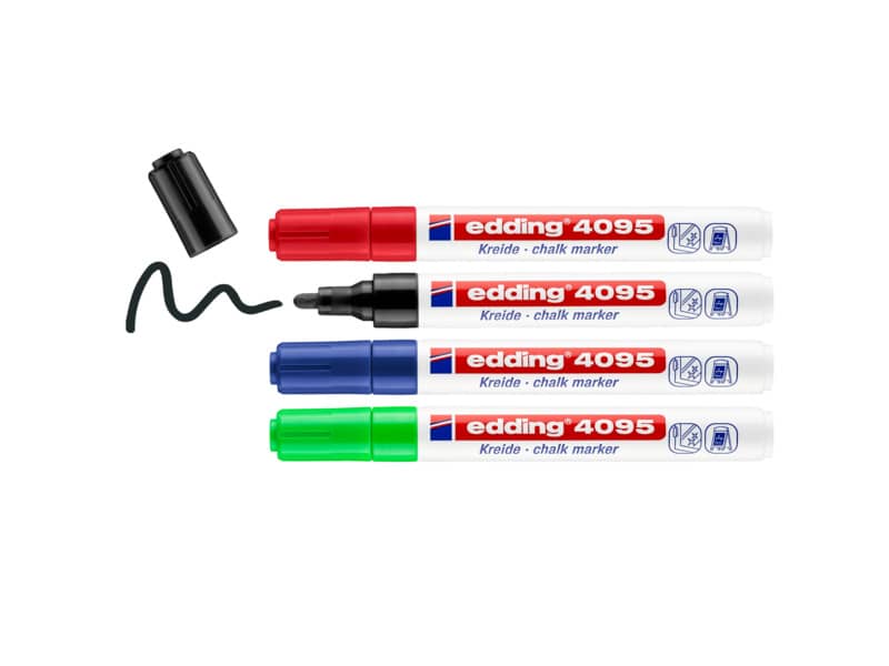 Marcatori a gesso liquido edding 4095 punta conica 2-3 mm assortiti confezione da 4 - 4-4095-4999