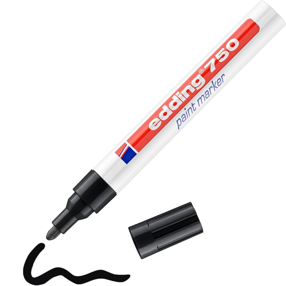 Marcatore a vernice edding 750 punta conica 2-4 mm nero 4-750001