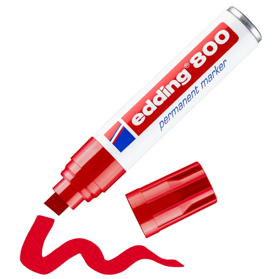 Marcatore permanente edding 800 punta scalpello 4-12 mm rosso 4-800002