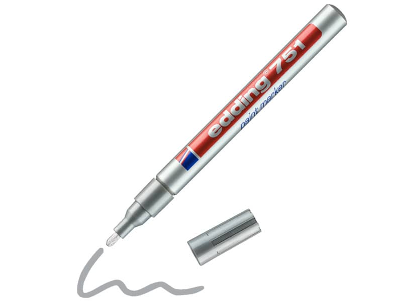 Marcatore a vernice edding 751 punta conica 1-2 mm argento 4-751054
