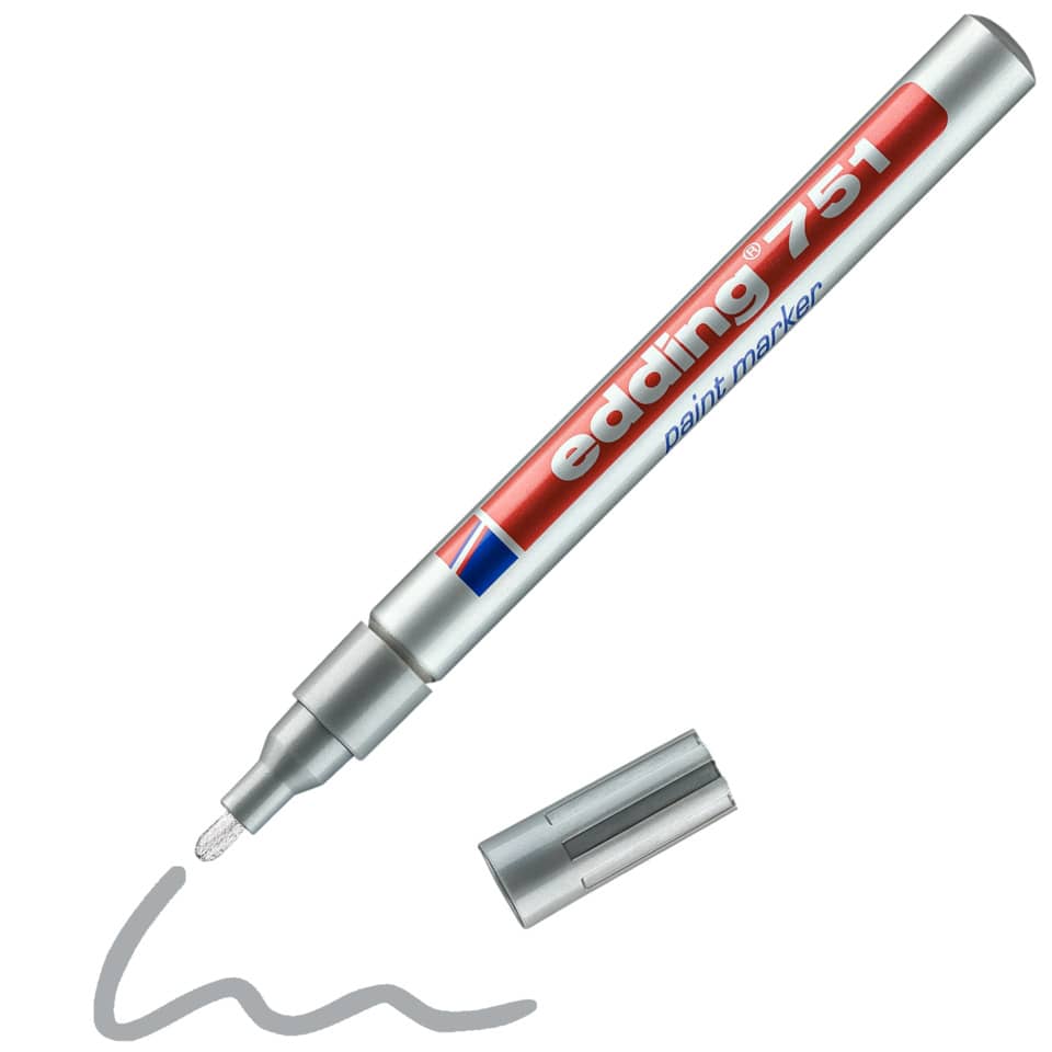 Marcatore a vernice edding 751 punta conica 1-2 mm argento 4-751054
