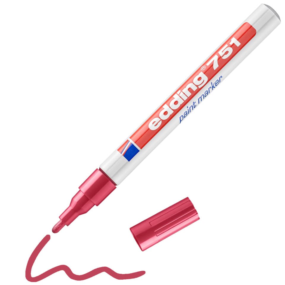 Marcatore a vernice edding 751 punta conica 1-2 mm rosso 4-751002
