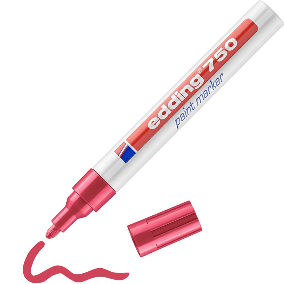 Marcatore a vernice edding 750 punta conica 2-4 mm rosso 4-750002