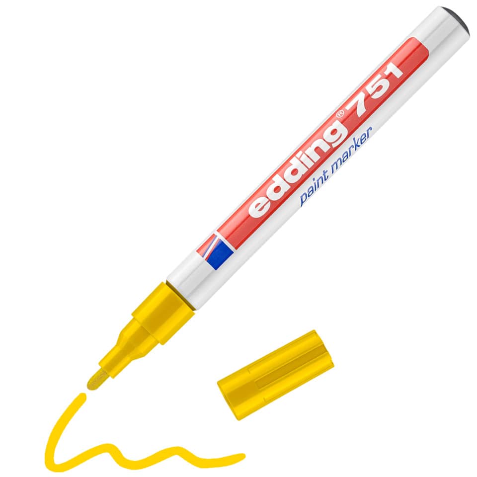 Marcatore a vernice edding 751 punta conica 1-2 mm giallo 4-751005