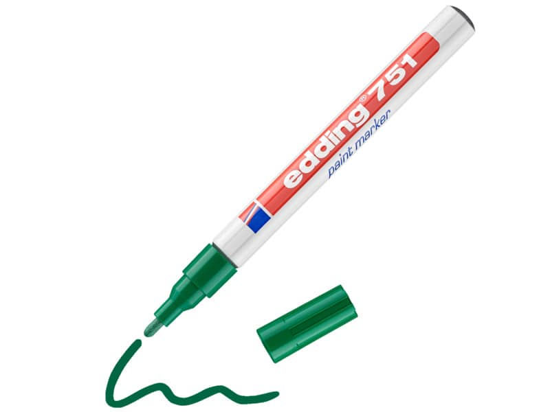 Marcatore a vernice edding 751 punta conica 1-2 mm verde 4-751004