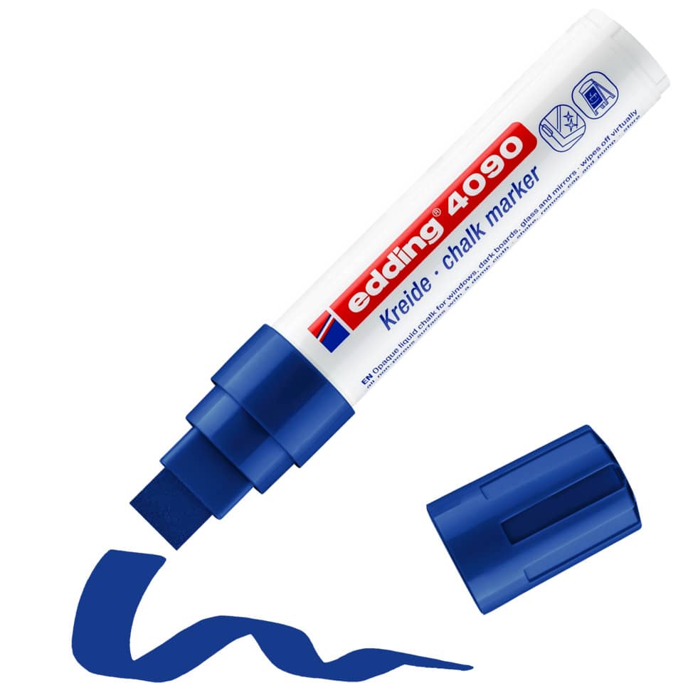 Marcatore a gesso liquido edding 4090 punta scalpello 4-15 mm blu 4-4090003