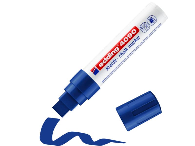 Marcatore a gesso liquido edding 4090 punta scalpello 4-15 mm blu 4-4090003