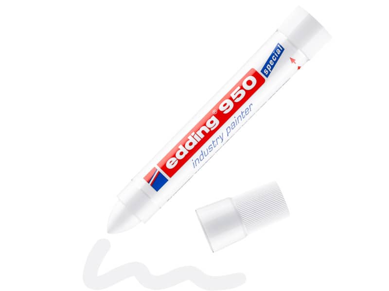 Marcatore a cera edding 950 punta conica 10 mm bianco 4-950049