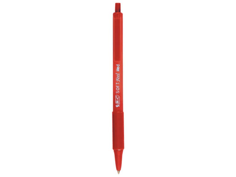 Penna a sfera a scatto BIC SoftFeel Clic Grip M 1 mm rosso Conf. 12 pezzi - 837399