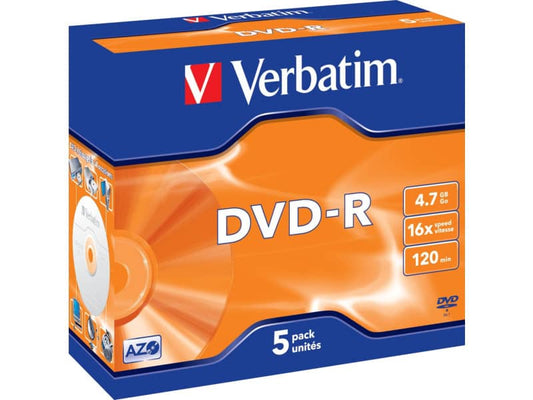 DVD-R Verbatim Jewel Case 4.7 GB - velocità 16x conf. da 5 - 43519