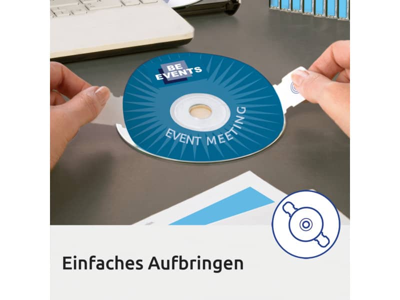 Etichette per CD AVERY finitura coprente Ø 117 mm - 2 et/foglio - per Laser - bianche - conf. 100 fogli - L7676-100