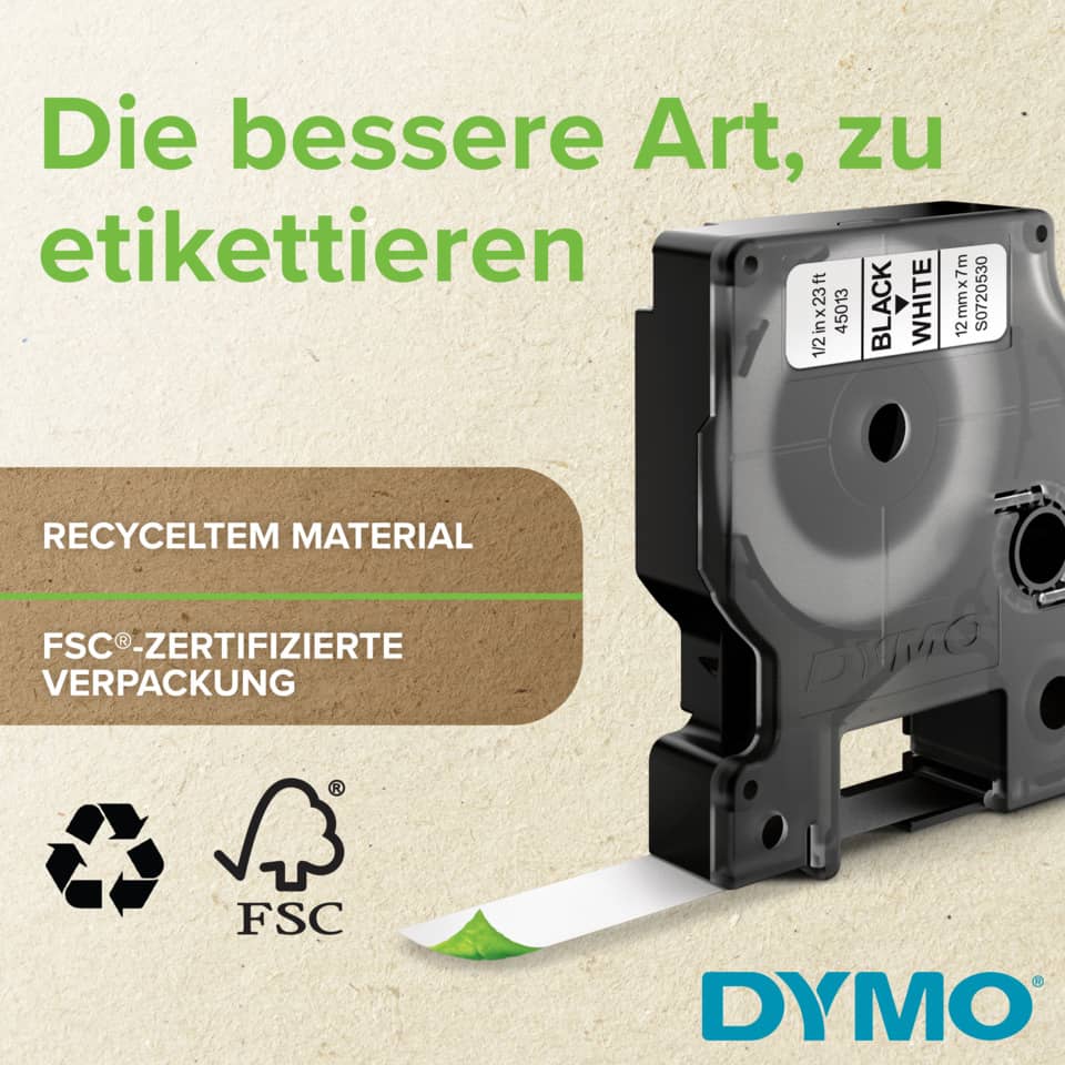 Nastro per etichettatrici Dymo D1 9 mm x 7 m nero/giallo S0720730